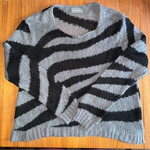 Wooden Ships Gray & Black Striped Scoop-Neck Sweater M/L Wool Mohair Bali